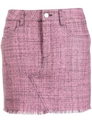 Stella McCartney mouline-tweed fringed-hem miniskirt - Pink