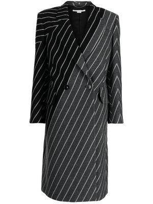 Stella McCartney multi-way stripe double-breasted coat - Black