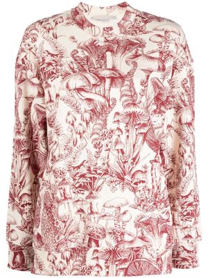 Stella McCartney mushroom-print oversized sweatshirt - Neutrals