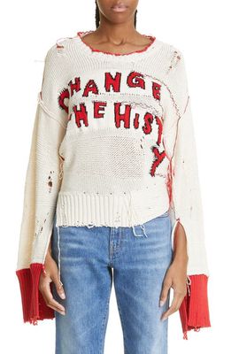 Stella McCartney Nara Change the History Distressed Cotton Sweater in 8490 Multicolor 1