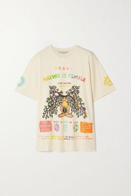 Stella McCartney - Nature Is Female Oversized Printed Organic Cotton-jersey T-shirt - Cream