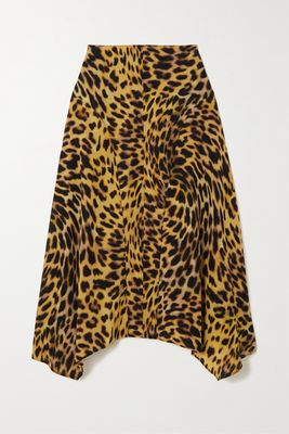 Stella McCartney - Naya Leopard-print Silk Crepe De Chine Midi Skirt - Brown