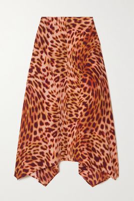 Stella McCartney - Naya Leopard-print Silk Crepe De Chine Midi Skirt - Pink