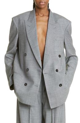 Stella McCartney Oversize Double Breasted Stretch Wool Jacket in Grey Multicolor
