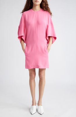 Stella McCartney Oversized Cape Sleeve Cady T-Shirt Dress in Bright Pink