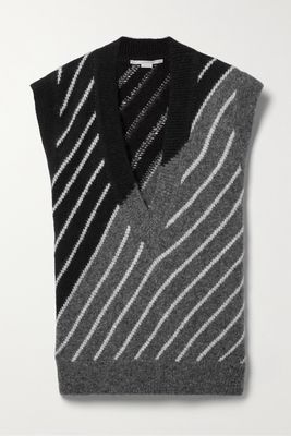 Stella McCartney - Oversized Striped Jacquard-knit Alpaca-blend Vest - Black