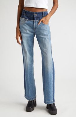 Stella McCartney Paneled Cotton Denim Wide Leg Jeans in 4406 Mid Blue