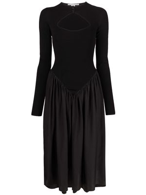 Stella McCartney panelled long-sleeved midi dress - Black