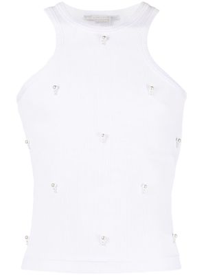 Stella McCartney pearl-embroidered racerfront tank top - White