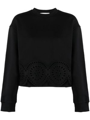 Stella McCartney perforated-hem detail sweatshirt - Black