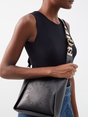 Stella Mccartney - Perforated-logo Faux-leather Shoulder Bag - Womens - Black