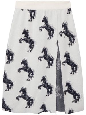 Stella McCartney Pixel Horse jacquard midi skirt - White