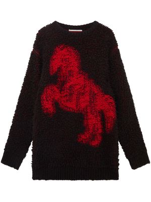 Stella McCartney Pixel Horse jaquard wool jumper - Black