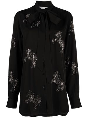 Stella McCartney pussy-bow collar studded shirt - Black