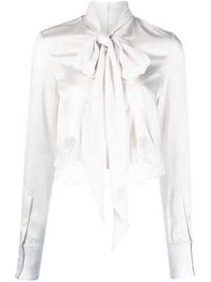 Stella McCartney pussy-bow long-sleeved blouse - White