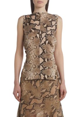 Stella McCartney Python Print Backless Jersey Top in 2203 Multicolor Brown