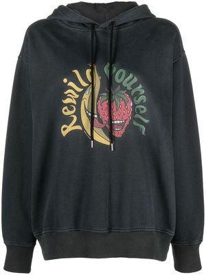 Stella McCartney Rewild fruit-print jersey hoodie - Black