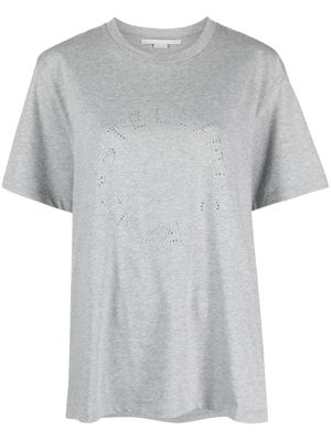 Stella McCartney rhinestone logo-appliqué T-shirt - Grey