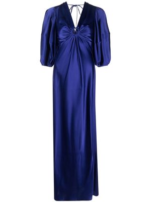 Stella McCartney ruched-detail V-neck gown - Blue