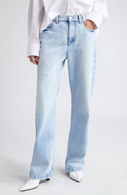 Stella McCartney S-Wave Logo Patch Nonstretch Straight Leg Jeans in 4699 - Light Vintage Blue