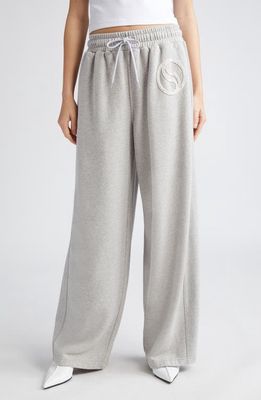 Stella McCartney S-Wave Logo Patch Wide Leg French Terry Sweatpants in Light Grey Melange