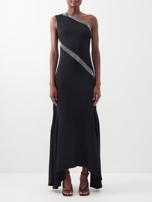 Stella Mccartney - Sable One-shoulder Crystal-embellished Dress - Womens - Black