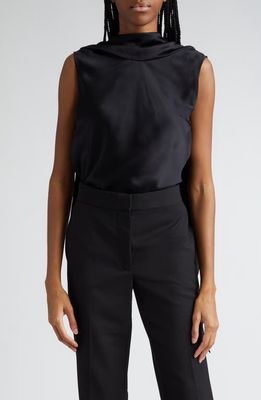 Stella McCartney Scarf Detail Sleeveless Satin Top in 1000 - Black