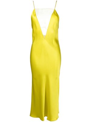 Stella McCartney sheer-panel open-back midi dress - Yellow
