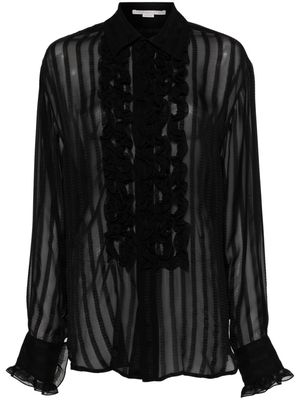 Stella McCartney sheer seersucker ruffled blouse - Black