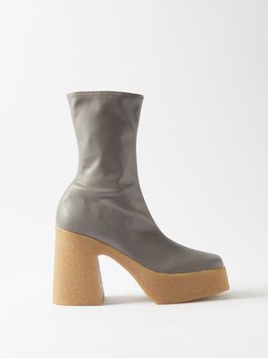 Stella Mccartney - Skyla 120 Faux Leather Platform Boots - Womens - Grey
