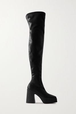 Stella McCartney - Skyla Vegetarian Leather Platform Over-the-knee Boots - Black