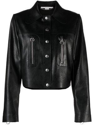 Stella McCartney spread-collar faux-leather jacket - Black