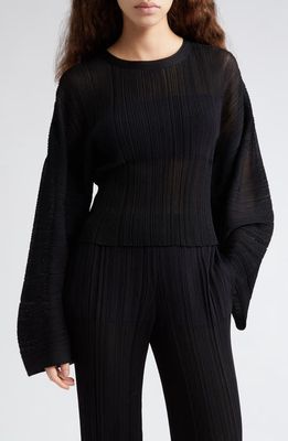 Stella McCartney Statement Sleeve Plissé Sweater in 1000 - Black