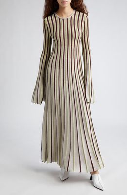 Stella McCartney Stripe Bell Sleeve Open Back Maxi Dress in 8490 - Multicolor 1