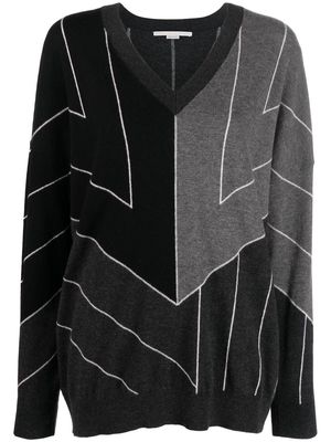 Stella McCartney stripe-print V-neck jumper - Grey