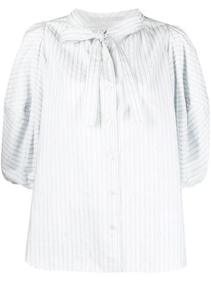 Stella McCartney stripe puff-sleeved shirt - White