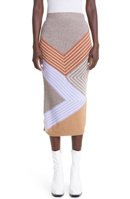 Stella McCartney Stripe Wool Midi Skirt in 8491 Multicolor