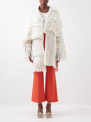 Stella Mccartney - Textured-knit Panelled Wool Cardigan - Womens - Ivory
