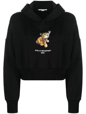 Stella McCartney tiger-print cropped hoodie - Black