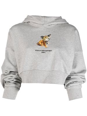 Stella McCartney tiger-print cropped hoodie - Grey
