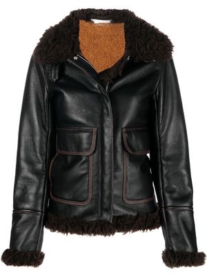 Stella McCartney trimmed faux leather jacket - Black