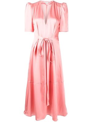 Stella McCartney V-neck tied-waist midi dress - Pink