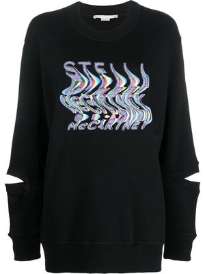 Stella McCartney warped-logo oversized sweatshirt - Black