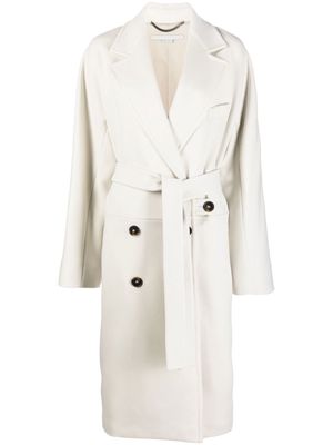 Stella McCartney wool double-breasted tied-waist coat - Grey