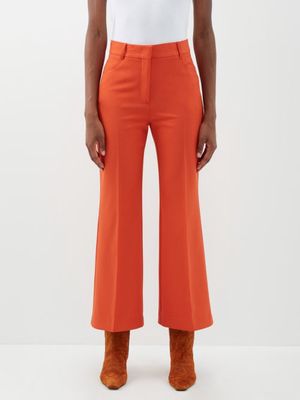 Stella Mccartney - Wool-twill Tailored Flared Trousers - Womens - Orange