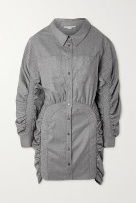 Stella McCartney - Wren Ruched Wool Mini Shirt Dress - Gray