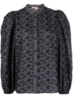 Stella Nova anglaise-broderie cotton shirt - Black