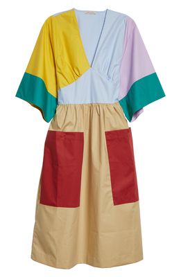 STELLA NOVA Celeste Colorblock Poplin Dress in Multicolor