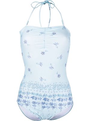 Stella Nova floral-print halterneck swimsuit - Blue