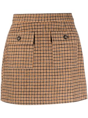 Stella Nova Natine camel-check mini skirt - Brown